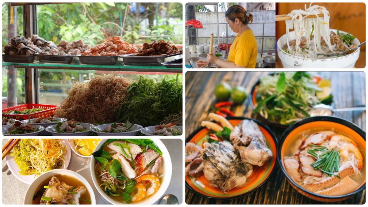 Bun Nuoc Leo Soc Trang with fish and fresh vegetables